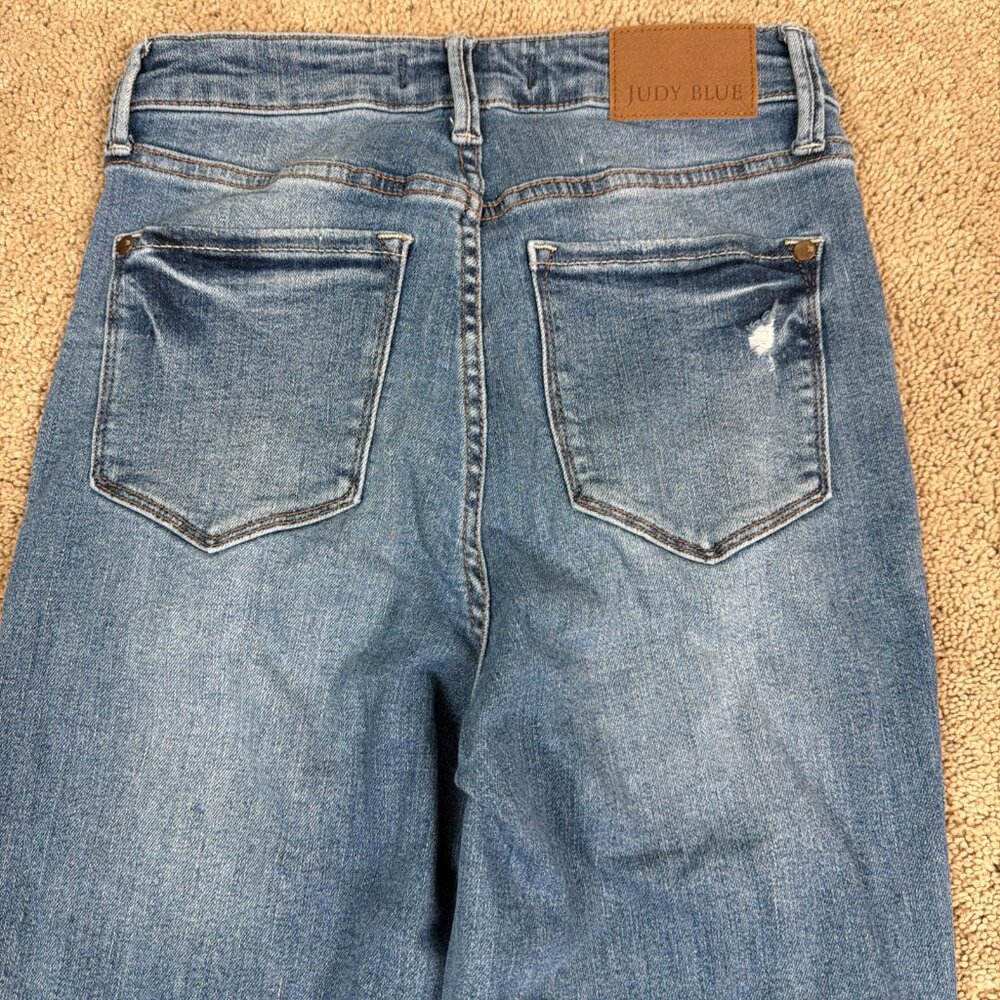 Judy Blue Jeans Womens 5/27 Blue Austin Tummy Control High Rise Ripped Knee - Picture 11 of 11